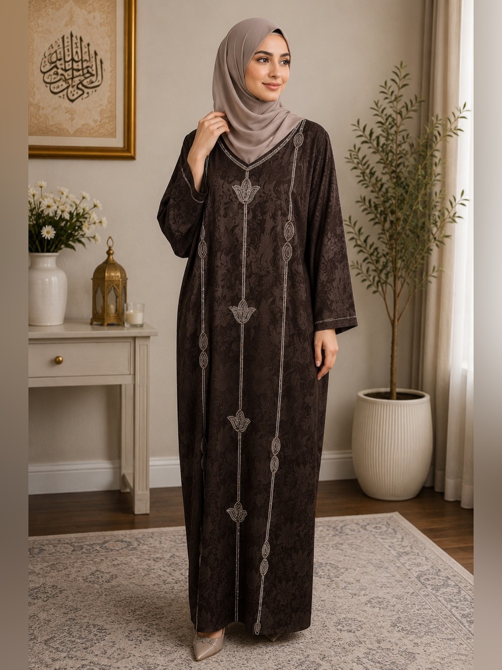 Muslim modest long dress muslim
Abaya long islamic dress
Dark brown